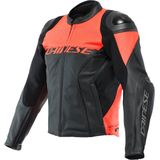 Dainese Racing 4 Leather Jacket Perf. Black Fluo Red 48 - Maat - Jas