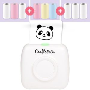 Crafts&Co Mini Pocket Printer - Combideal 3x Gekleurd Papier - 3x Wit Papier - Sticker Printer - Wit