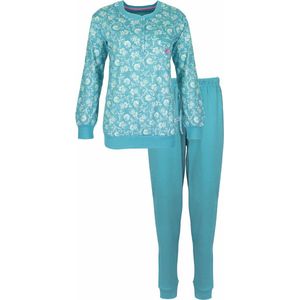 Tenderness Dames Pyjama - Katoen - Bloemen - Aqua Groen - Maat L