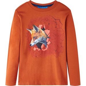 vidaXL - Kindershirt - met - lange - mouwen - 128 - lichtroestkleurig