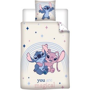 Disney - Lilo & Stitch - Dekbedovertrek - Wit - 140 x 200 cm + 65 x 65 cm - Polykatoen