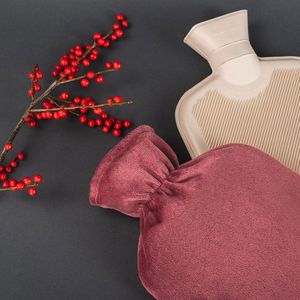 Zachte overtrek warmwaterfles kruik - 15 liter bedfles rood