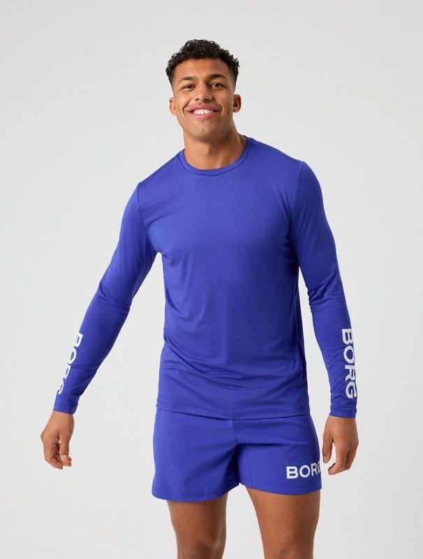 Björn Borg Longsleeve Sportshirt Heren - Sportshirt met Lange Mouwen - Clematis Blauw - Maat L