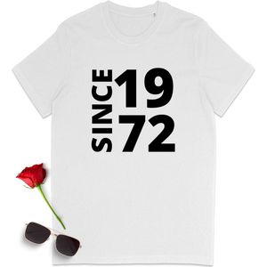 T shirt met tekst: Since 1972 - Grappig tshirt voor mannen en vrouwen die geboren zijn in 1972 - Unisex maten: S t/m 3XL - Shirt kleuren: wit en anthracite.