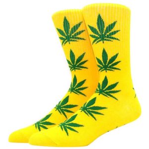 CHPN - Wiet sokken - Weed socks - Cadeau - Sokken - Geel/Groen- Unisex - One size - 36-46