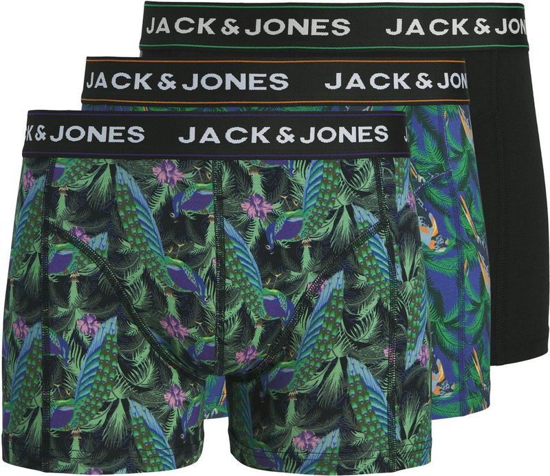 Jack & Jones heren 3P boxer trunks tropical bird groen & zwart