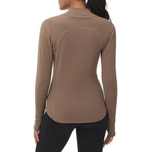 Dames fleece mock rolkraag pullover thermische tops lange mouwen onderhemd fitness bovenstuk met duimgat
