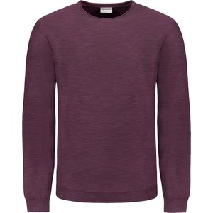 No Excess Mannen Ronde Hals Trui Met Garment Dyed En Stone Washed Afwerking Aubergine S