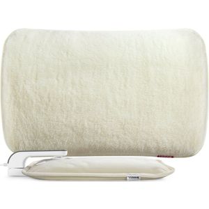 Coozie Elektrische Kruik – 1L – met ThermoSoft Hoes van Pluche – Verwarmende Zachte Warmwaterkruik – Warmtekruik – Beige