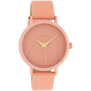 OOZOO Timepieces - Zacht roze horloge met zacht roze leren band - C10604