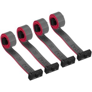 Lintkabel met 10 polen, 1,27 mm pitch, FC naar FC stekker, 20 cm lengte, grijs - set van 4 - voor computer, LED-display, DVD