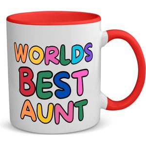 Akyol - world's best aunt koffiemok - theemok - rood - Tante - beste tante - verjaardagscadeau - cadeau voor tante - gift - kado - 350 ML inhoud