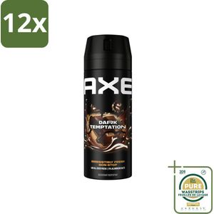 Axe Deodorant Bodyspray Dark Temptation 150 ml - Voordeelverpakking - 12 stuks - Deodorant bodyspray - Geurbeheersing