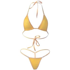 CHPN - Micro Bikini - Mini bikini - Sexy bikini - Gele mini bikini - Badmode - Sexy bikini - Sexy G-String en Thong - 18+ bikini - Strand - Bimbo