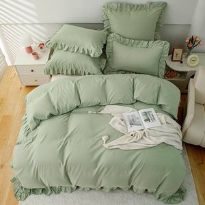 Lichtgroen Beddengoed met Ruches - Romantisch Design - Set van 1