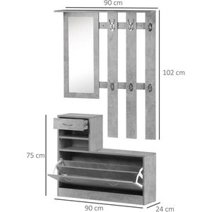 RoyaLuxe - 3 Delige Garderobe Set - Garderobe - Kapstok - Kapstok Hangend - Kapstok Haken - Kapstok Muur - Spiegel - Spiegels - Schoenenkast - Schoenenbank - Schoenen Kast - Schoenen - Halmeubel - Organizer - Organizer Schoenen