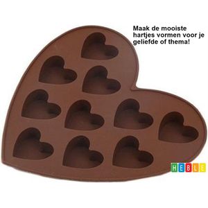*** 2x Hart Chocoladevorm - Siliconen Bakvorm - 2x 10 Hartjes - Muffin en cupcakes - Hartvorm - Ijsblokjeshouder - van Heble® ***