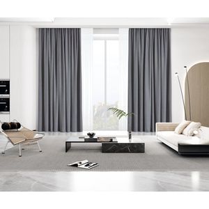 Maroyathome - VINCENT - Gordijn met plooiband - kant en klaar - GRIJS - 150 x 250 cm - 150 cm breed en 250 cm hoog/lang - 100% Verduisterend