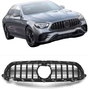 GT Grill geschikt voor Mercedes E klasse W213 S213 A238 C238 facelift met AMG line pakket glans zwart met frontcamera