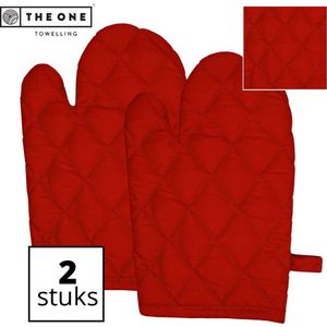 The One Towelling Ovenwanten - Ovenhandschoen - 100% Katoen - 185 gr/m² - 20 x 29 cm - Rood - 2 Stuks