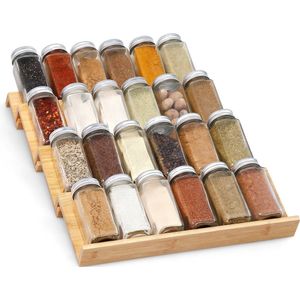 Hanamura Bamboe Kruidenrek - Voor Lade - Voor 32 kruidenpotjes - Keukenlade organiser - Kruiden organizer - 4-delig