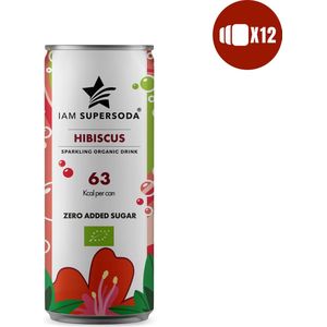 I am Supersoda Hibiscus 12x0,25L - 100% biologische frisdrank - laag in suikers - laag in calorieën/kcal