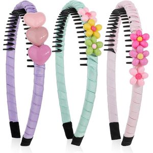 Brenzoos - Kleurrijke Hoofdbanden voor Vrouwen - Tanden Kam - Haar Styling Accessoires met Hart en Bloem Design