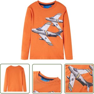 vidaXL Jongenskleding - Kinderkleding - Kindershirt met lange mouwen 104 donkeroranje - Langmouwshirts - Kindertrui - Katoenen Shirts