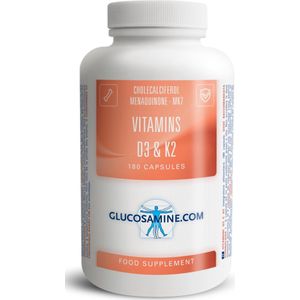 Glucosamine.com - Vitamines D3 & K2 - zeer voordelige grootverpakking - 180 caps