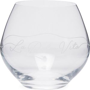 Riviera Maison Waterglas gegraveerd met tekst, DrinkGlas La Dolce Vita Water Glass - Transparant - Glas 420 ML - 1 stuk