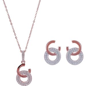 Orphelia SET-7440 - Juwelenset: Ketting + Oorbellen - 925 Zilver Rosé - Zirkonia - 42 cm