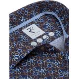 R2 - Overhemd - Donkerblauw - Patroon