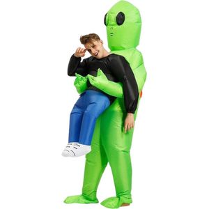 B.O.S. - Et-Aliens - Opblaasbare - Kostuum - Eng Monster Cosplay - Groen Ufo Pak -Voor Volwassen - Alien ontvoering - Inclusief Blaas Pomp - Plus Batterij box - Helloween - Carnaval Kleding - Carnavals Pak