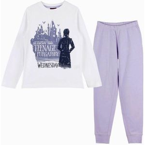 Wednesday Pyjama Meisjes 100% Katoen - Wit - lila / 110 - 116