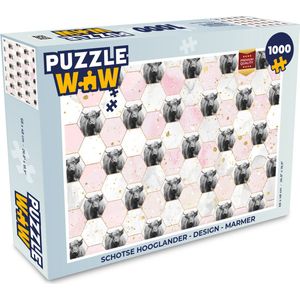 Puzzel Schotse hooglander - Design - Marmer print - Legpuzzel - Puzzel 1000 stukjes volwassenen