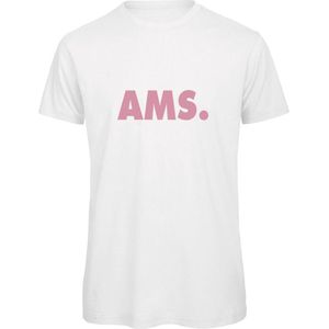 T-shirt wit L - AMS - roze - soBAD. | Amsterdam | Unisex | T-shirt heren | T-shirt Dames