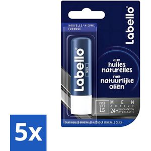 Labello - Active for Men - Lippenbalsem - Intensieve Hydratatie - 4.8 g - Bulkverpakking - 5 stuks