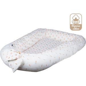 Bubaba Organic Babynest - omkeerbaar - Beige & Aquarel (95x60cm)