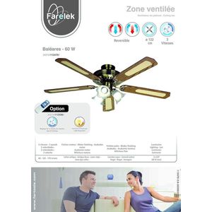 5 Kop Bloem Plafondventilator - Dimbaar Met Afstandsbediening - E27 - 3 Snelheden - Bruin - 132 cm - Slimme Ventilator