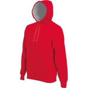 Kariban Heren Zware Contrasterende Hooded Sweatshirt / Hoodie (Rood)