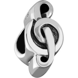 Quiges - 925 - Bedels -Sterling zilver - Beads - Muzieksleutel Kraal Charm - Geschikt – voor - Pandora - Armband Z056