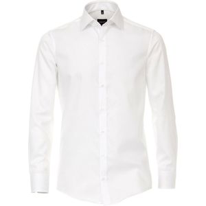 VENTI modern fit overhemd - twill - wit - Strijkvriendelijk - Boordmaat: 36