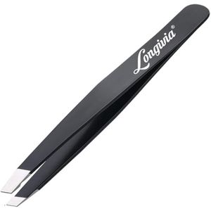 Professionele wenkbrauwpincet met afgeschuinde punt van roestvrij staal - Antislip precisiepincet voor haar en wimpers