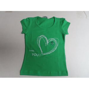 T shirt - Meisjes - Korte mouw - Groen - Loves you - 3 jaar 98