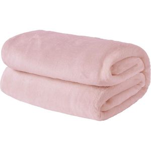 Fleece Ultra Zachte Grote Deken Gooi over Pluizige Warme Sprei voor Slaapkamer Eenpersoonsbed Sofa Bank, Blush Roze - 120 x 150cm