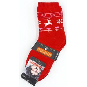Kerstsokken rendier dames sokken multipack 4 paar katoenen sokken wintersokken warme sokken rood maat 39-42