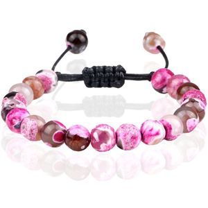 Memphis Dames Armband 8mm Kralen - Rose Red Fire