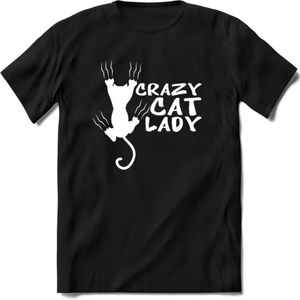 Crazy Cat Lady - Katten T-Shirt Kleding Cadeau | Dames - Heren - Unisex | Kat / Dieren shirt | Grappig Verjaardag kado | Tshirt Met Print | - Zwart - XL