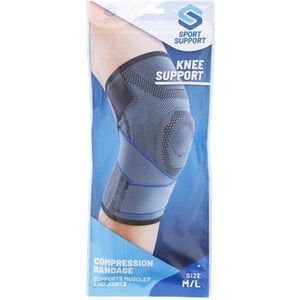 Sport Support kniebandage - Compressie-bandage - Knie Brace - Blauw M/L