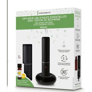 Bigben Aromasound Nebiase USB Aroma Diffuser - met Docking Station - Zwart